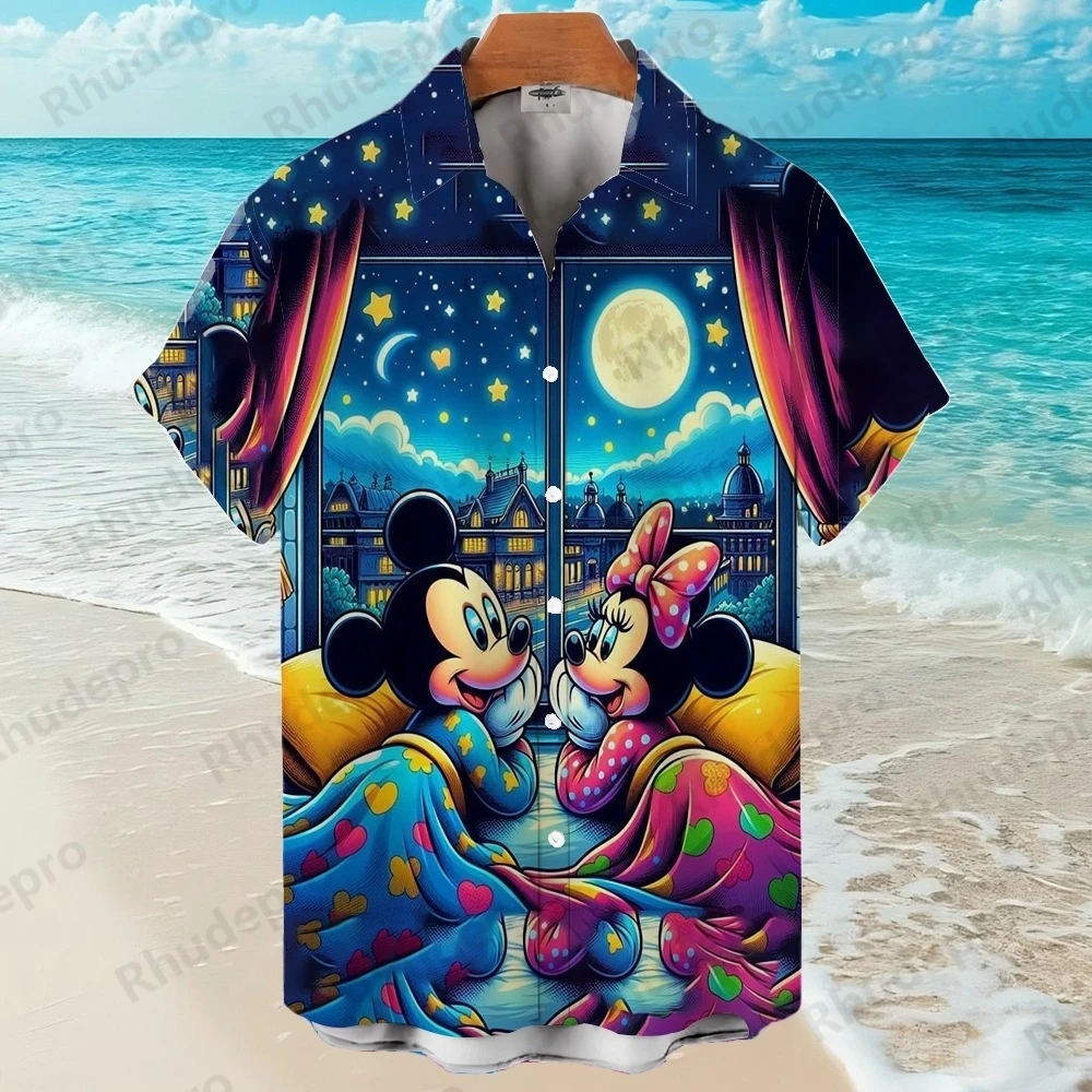 Disney 2025 Nieuwe 3D Afdrukken Mickey Mouse Cartoon Heren Shirts Zomer Mode Straat Trend Retro Boutique Tops Shirt Herren