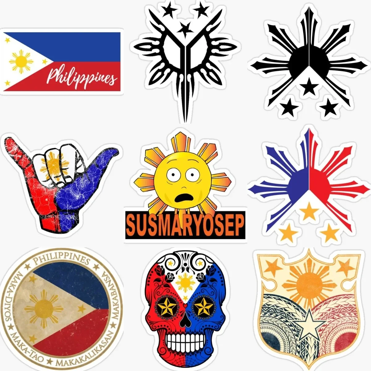

Creative Philippines Flag Sun National Emblem Sticker for Covered Scratch Decorate Motorcycle Truck Car Window Glass Wall Fridge