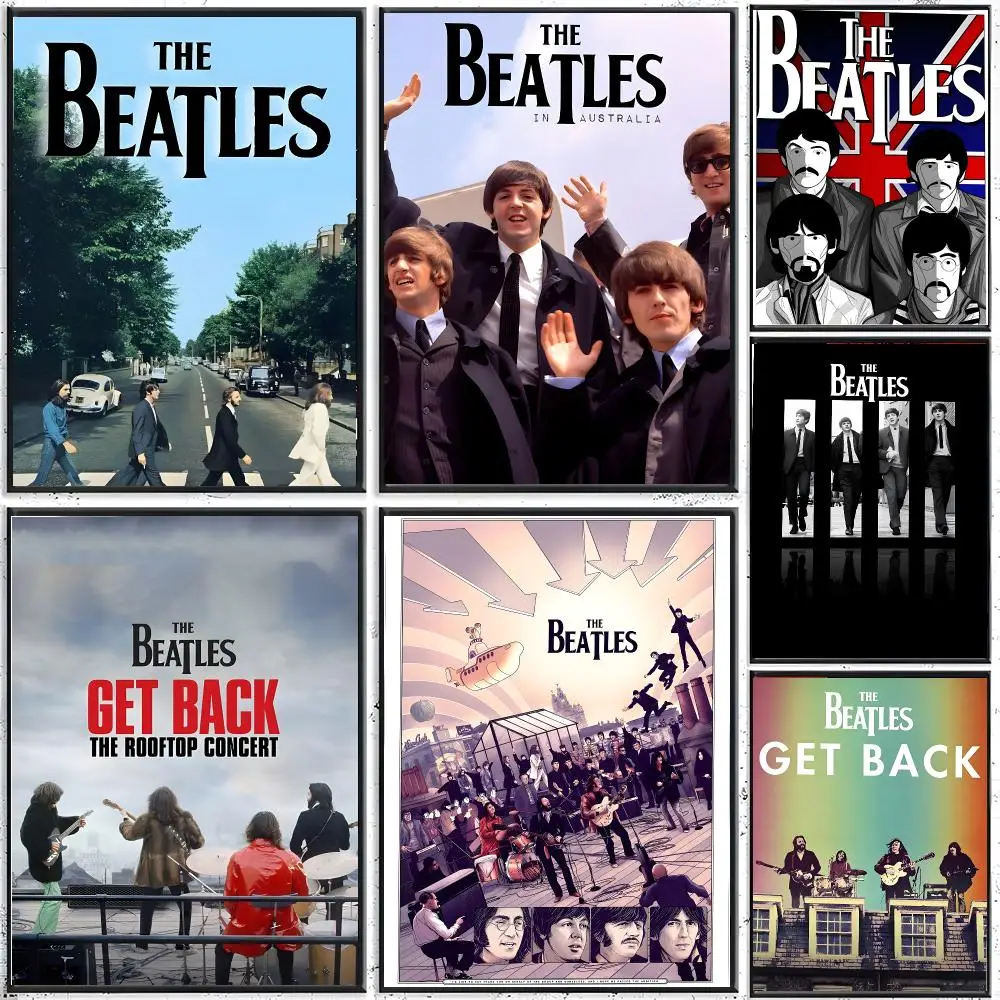 Classic British Pop T-The Beatles Poster Peel and Stick Wallpaper Dorm Room Essentials Gallery Wall No Residue