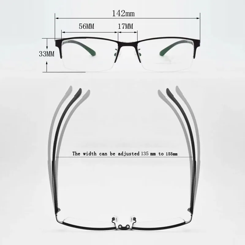 Spectacle Frame Half Frame Male Myopia Prescription Lens With A Magnet Clip On Polarized Sunglasses Lens Sunglasses Soft legs