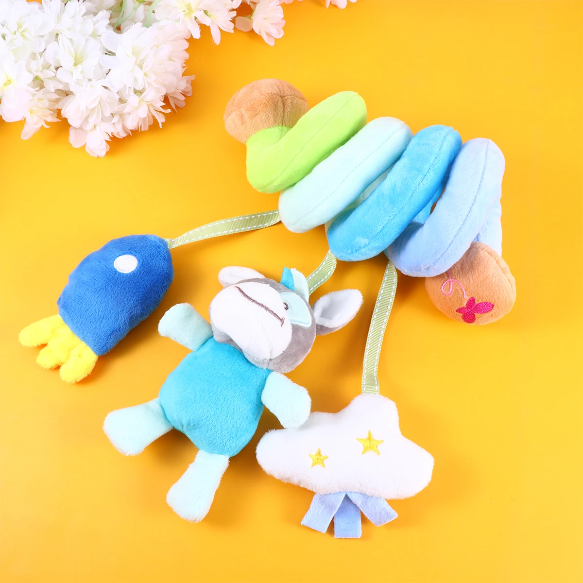 1pc Spiral Baby Crib Soft Stroller Car Seat Hanging Rattle For Infant Development Colorful Creative Ringing Bell
