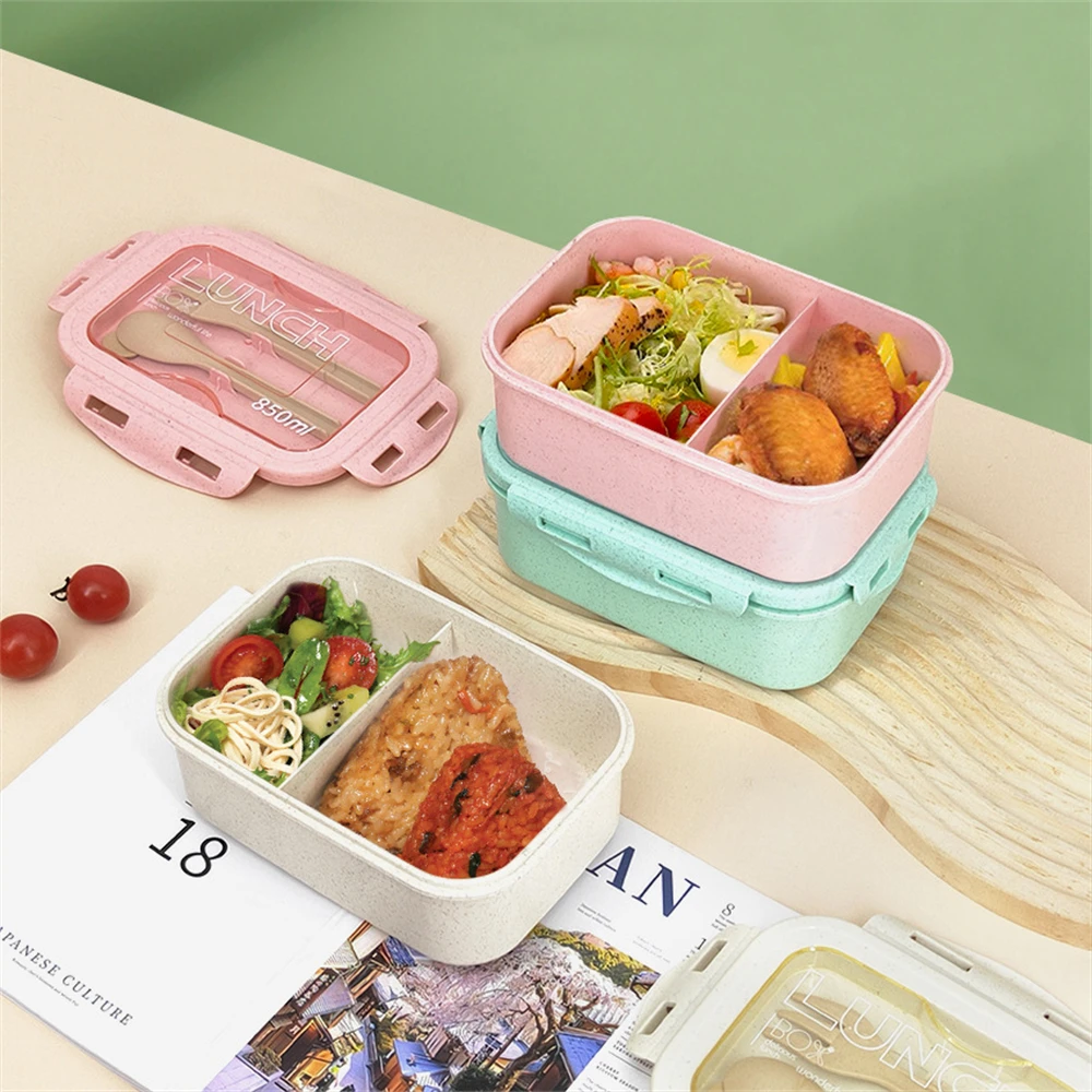 Wheat Straw Lunch Box Healthy BPA Free Bento Boxes Microwave Dinnerware Food Storage Container Soup Cup Lunch Box for Kids