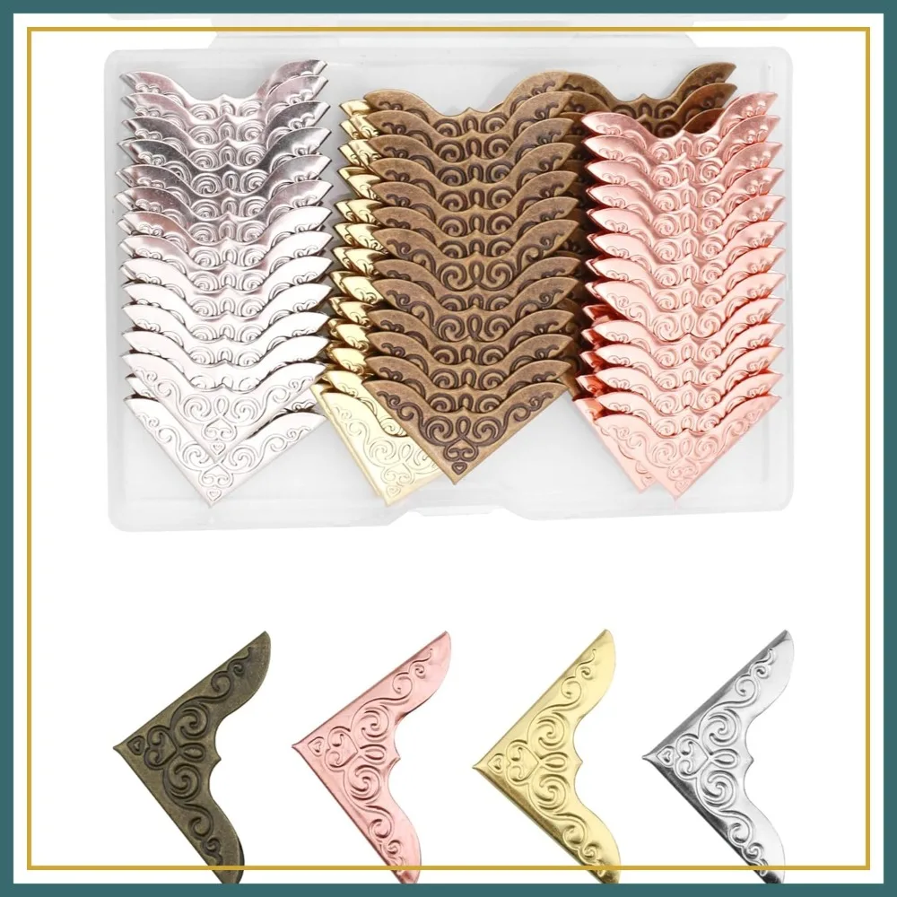 

100 Pcs Metal Book Corners, Vintage Corner Protectors for Scrapbook Photo Album Diary Cover, Iron Corner Guard Decorative, 4 Colors
