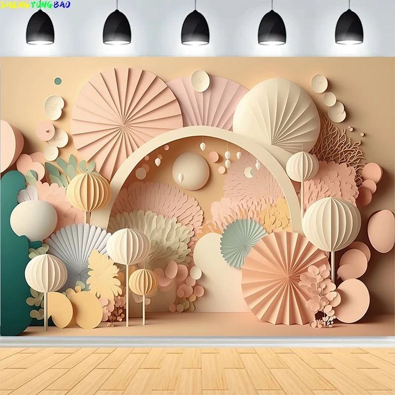 

Arch Pink Balloon Flower Photography Background Girl Boy Birthday Party Cake Smash Portrait Decor Photo Studio Background DB-01