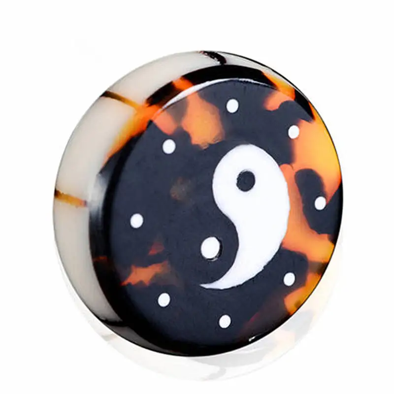 Fine Handmade Beads Buffalo Horn and  Bone Inlay Tai Chi Round Drum Bead Taiji NBB122