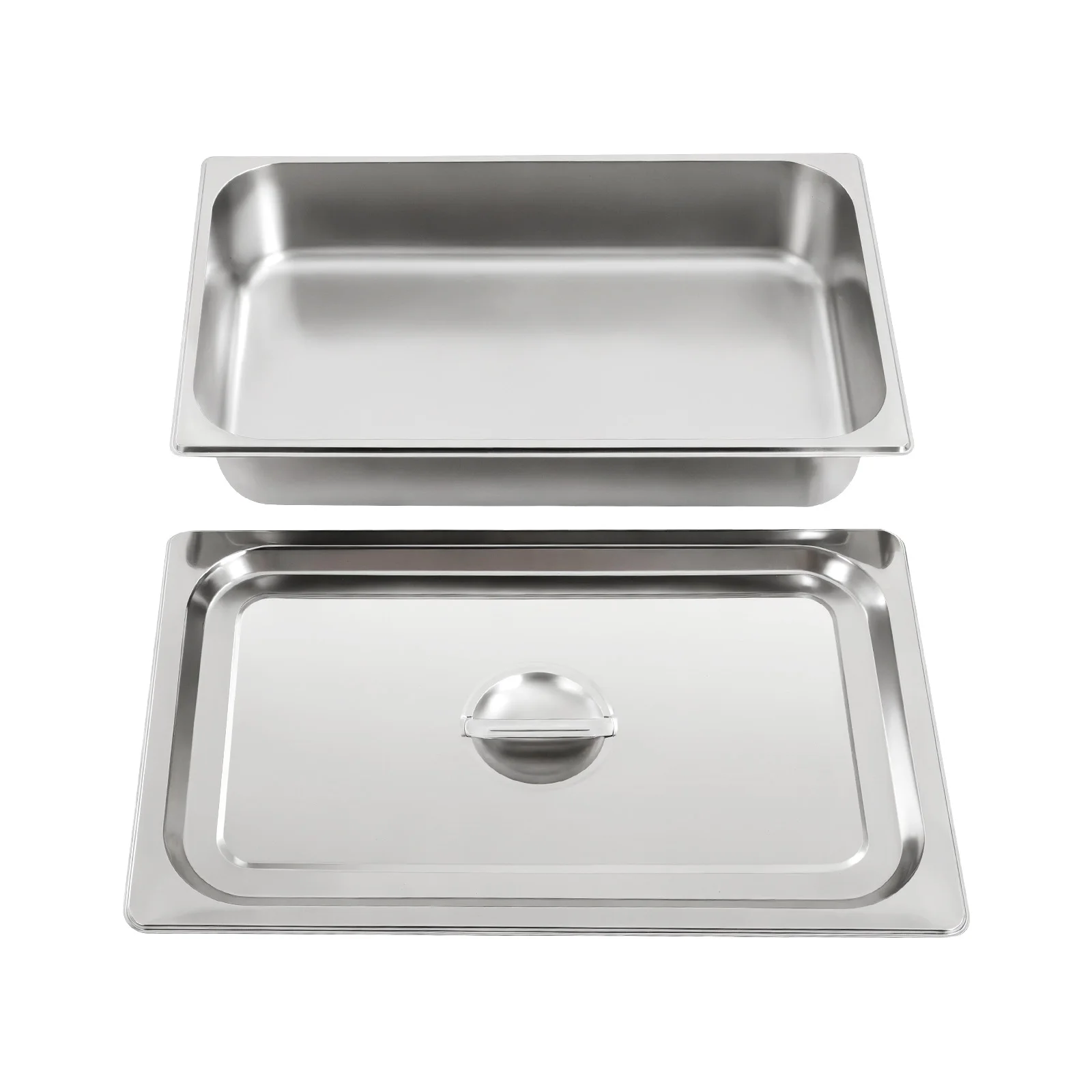 

4Pcs Steam Table Pans, 9L/2.38gal Large Stainless Steel Dish with Lids, Portable Food Plate Easy to Clean