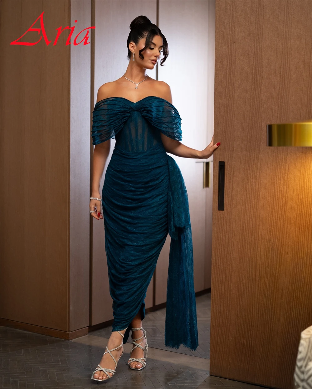 Maßgeschneidertes exquisites Chiffon-Abendkleid mit U-Boot-Ausschnitt, einfache Meerjungfrau-Abschlussballkleider, glitzernde kurze Ärmel, Kleider für besondere Anlässe