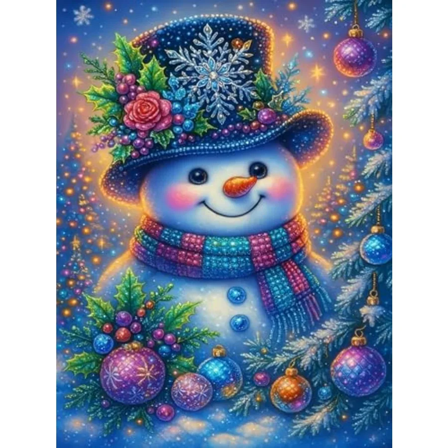 Christmas Diamond Art Kits for Adults - Snowman Diamond Painting Kits for Adults Beginners, 5D DIY Full Drill Gem Art Kits Pain