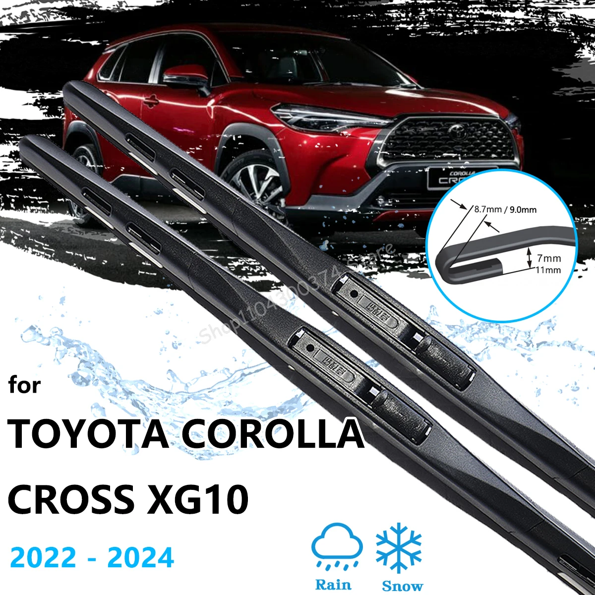 

For Toyota Corolla Cross XG10 2022 2023 2024 Front Wiper Blades Brushes Windshield Window Rubber Cleaning U J Hook Accessories