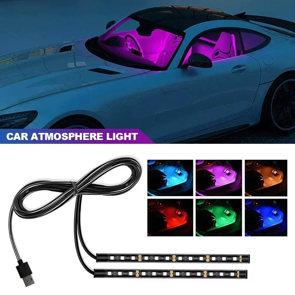 Car Interior Trim Lighting Black Transparent Car LED Foot Light Romantic Car Decoration Easy Installation Light