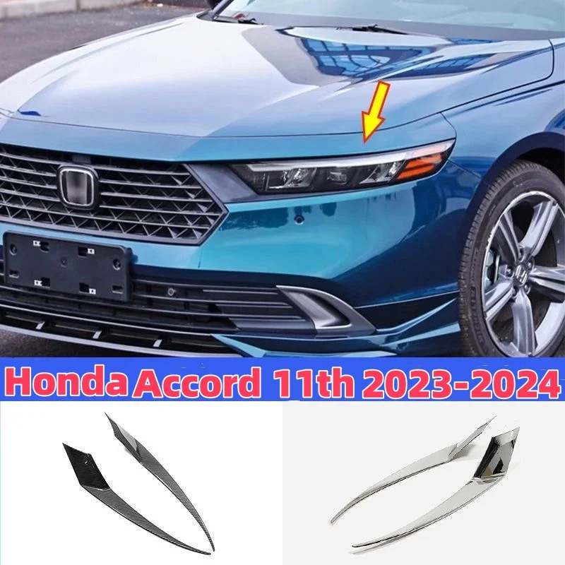 

For Honda Accord 2023 2024 11Th Gen ABS Carbon/Chrome Car Headlight Head Light Lamp Eyebrow Cover Moulding Trim Accessories