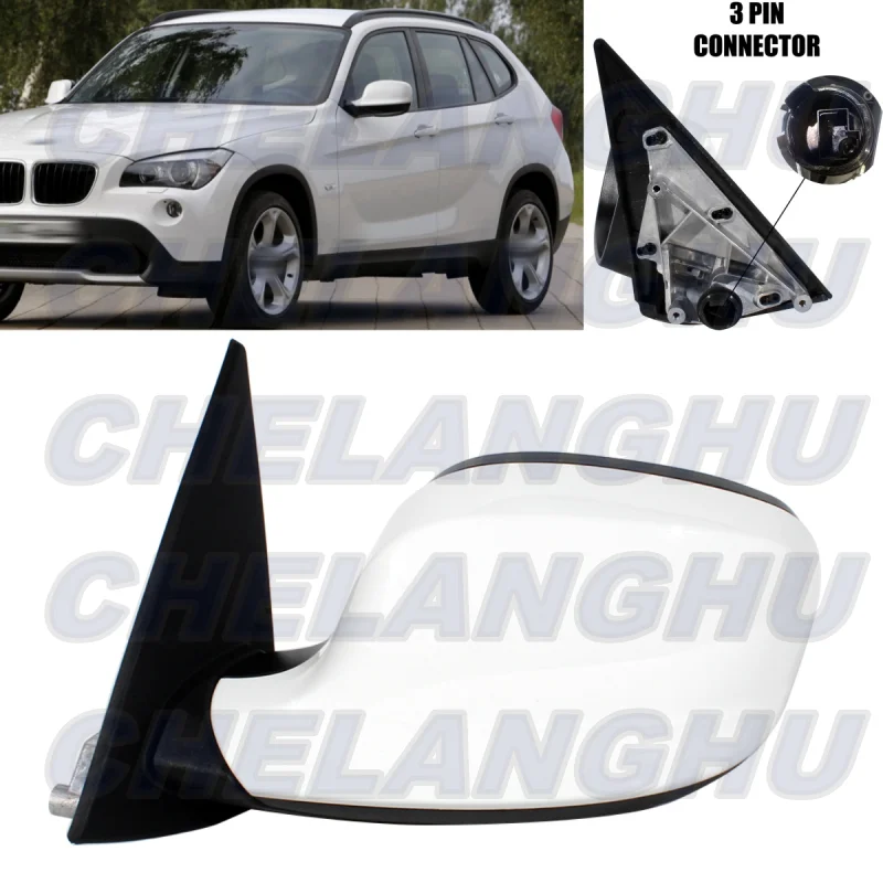 

For BMW X1 E84 2009 2010 2011 2012 Left Side 3 Pins White Painted Memory Power Adjust Power Fold Mirror Assembly