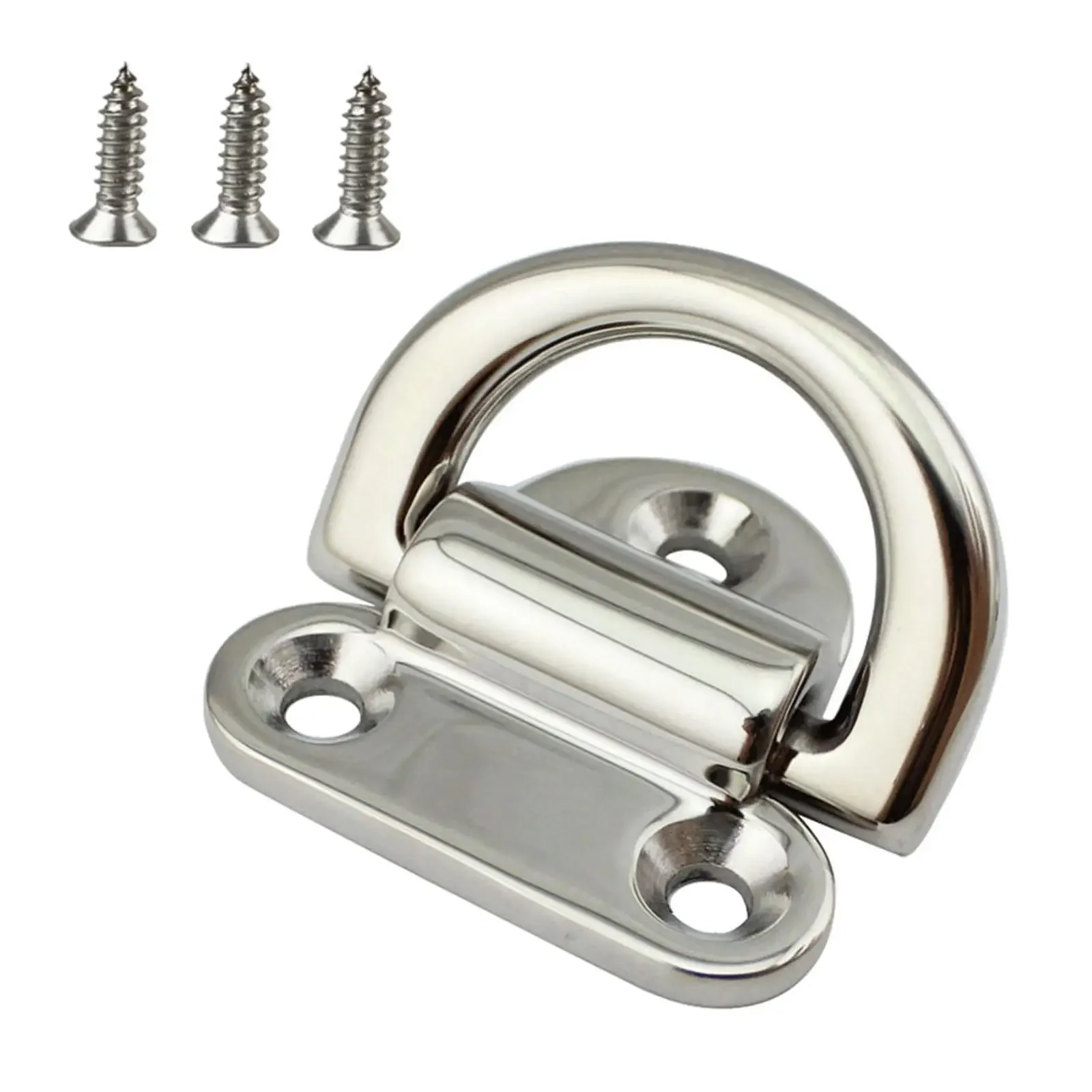 1 Pieces Folding Pad Eye D Ring Heavy Duty Easy Installation Steel Tie Down Marine Hardware for Yacht Marine Boat Trailer Truck