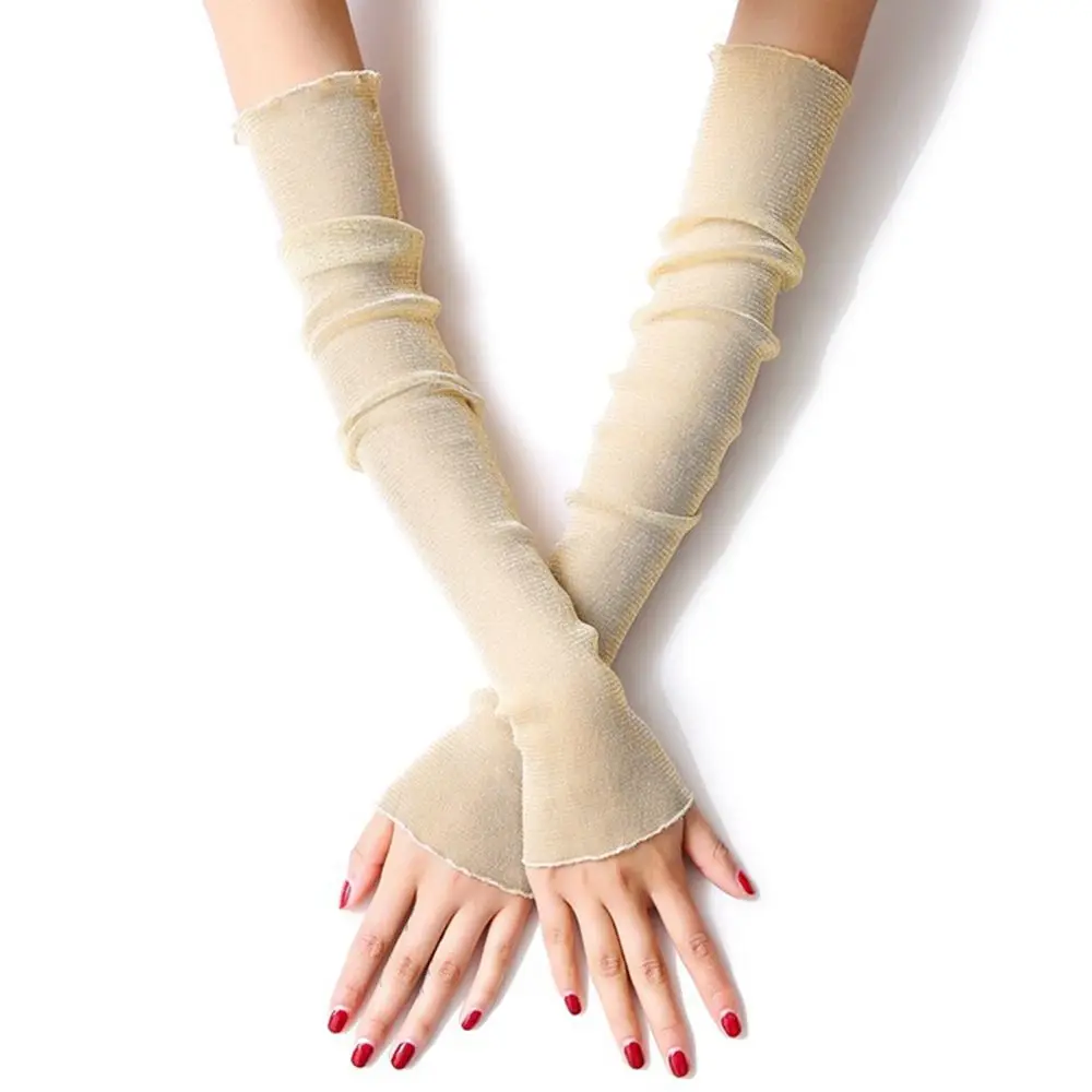 

Sport Sun Protection gloves Sunscreen Fingerless Arm Warmers Sun Protection Cover Lace Arm Warmers Mesh Ice Silk Sleeves