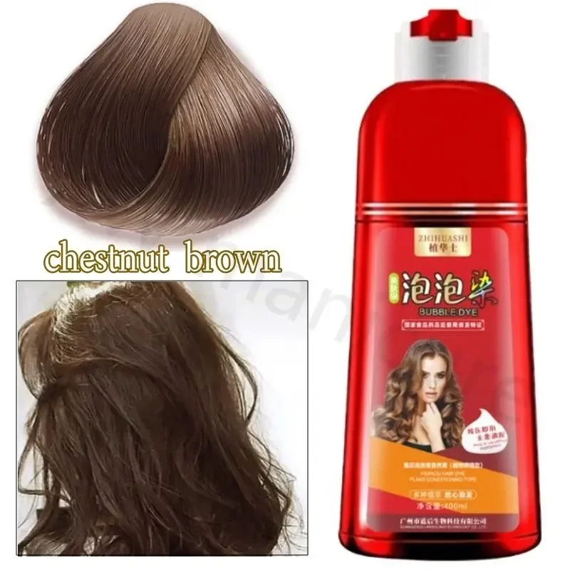 400ml Bubble Hair Dye Big Red Bottle Plant Extract Pure Natural Non-irritating Household Hair Dye Cream Easy To Operate - Image 3