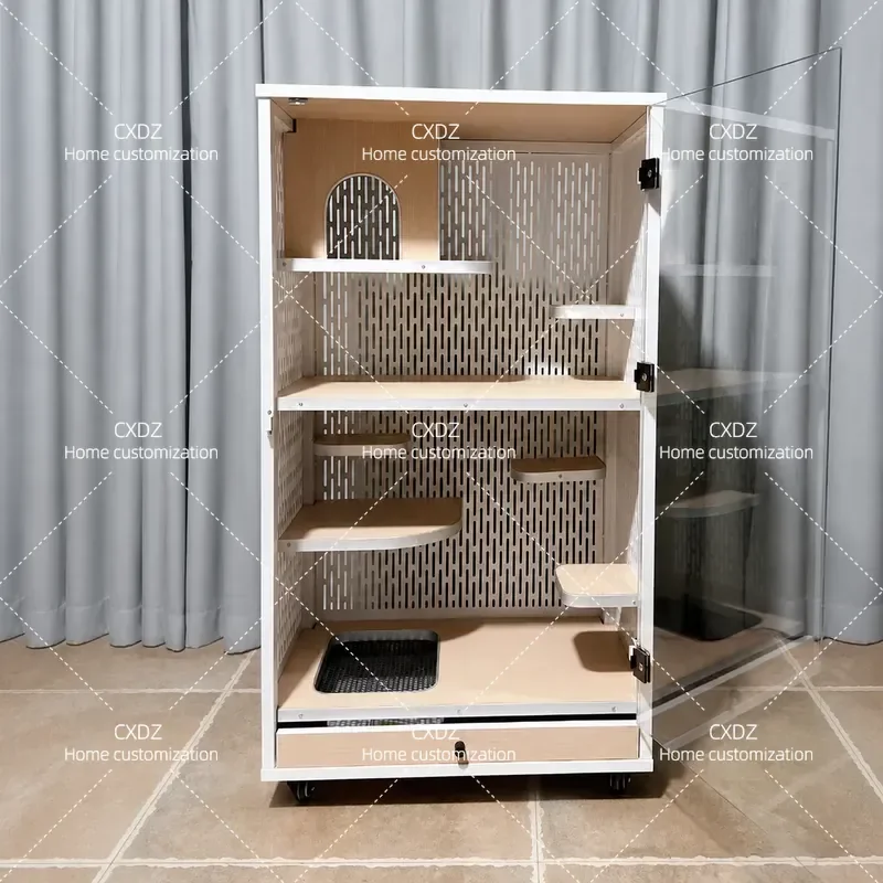 Dragon cat cabinet cage solid wood ecological board pet air conditioner cabinet villa blind date cabinet cage dragon cat room
