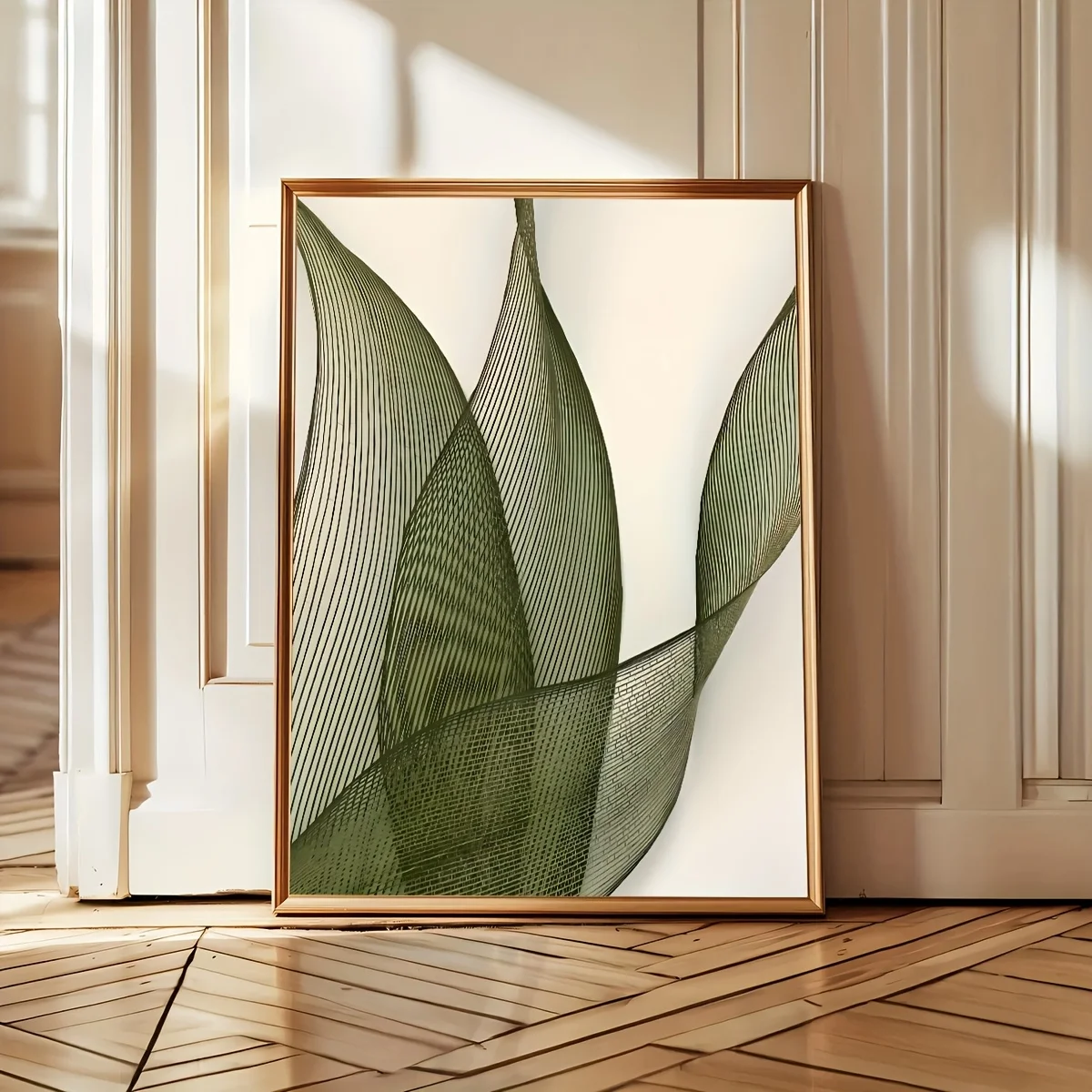 Frameless Green Abstract Art Posters, Japandi Minimalist Canvas Painting, Wall Art, Birthday Present, Living Room, Bedroom, Kitc