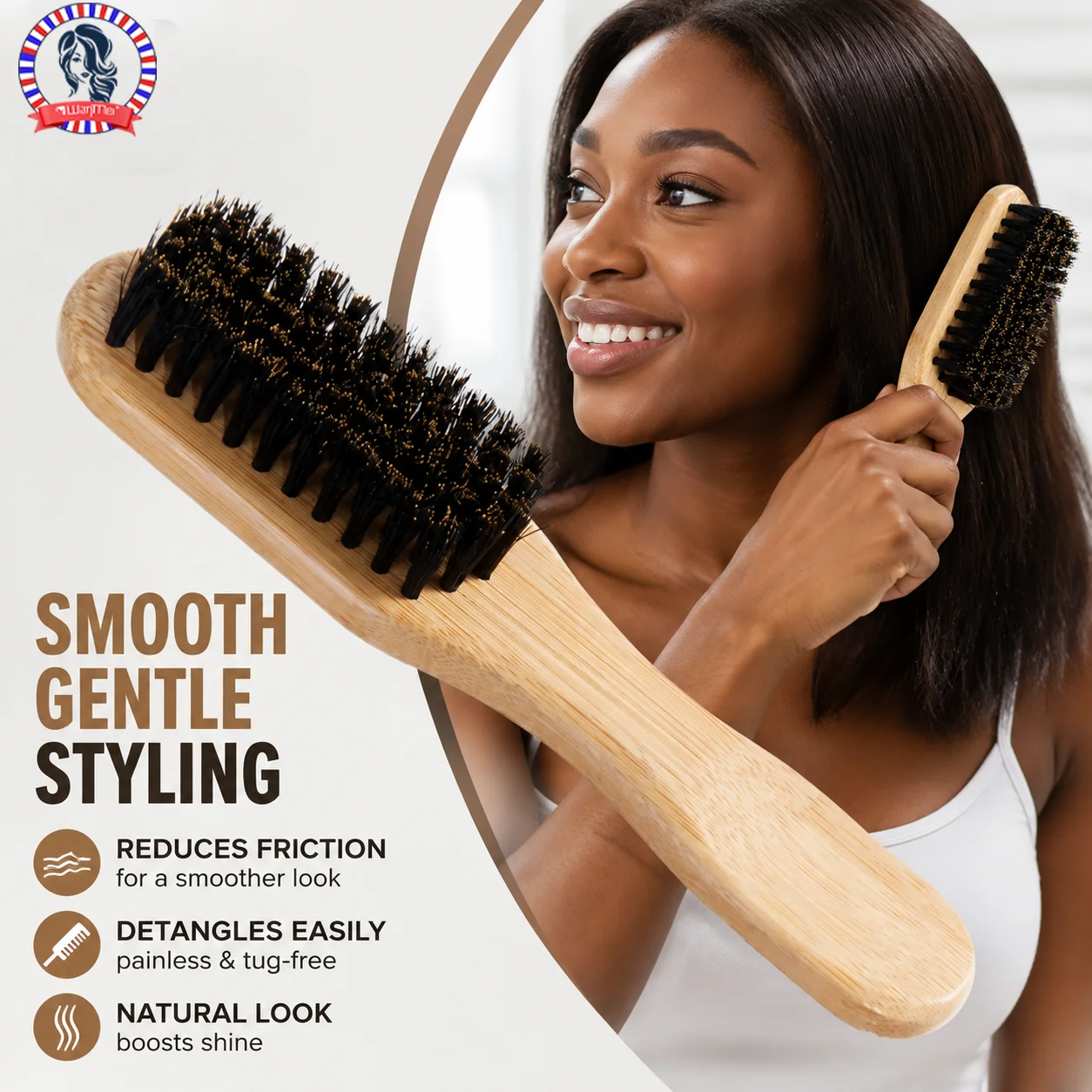 Men'S Grooming Essentials - Bambu Ahşap Kıllı Fırça Sürtünmeyi Azaltır