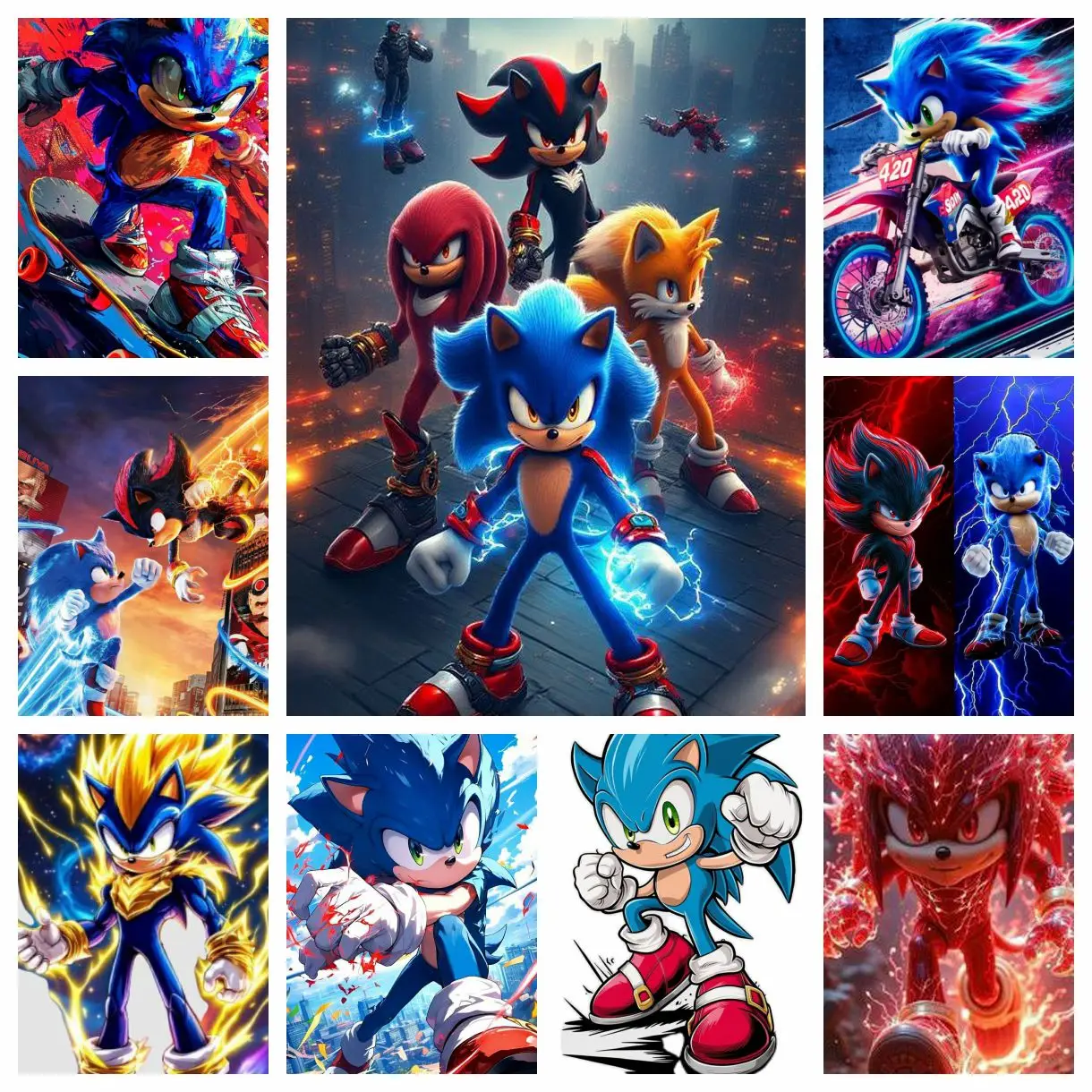 Pop Cartoon S-Sonic The HedgehogS 5D DIY Diamond Diamond Embroidery Full Round Drill Cross Stitch For Living Room Bedroom Gift