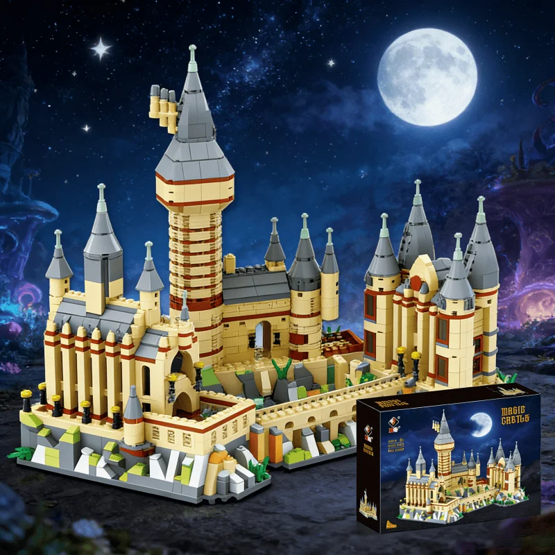 Fantasy Dreamy Castle Model Advanced Difficulty Giant 3D Puzzle Building Blocks Creative MOC Medieval Magic School DIY Toy