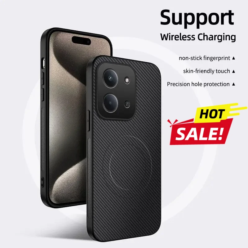 

For Redmi 15C Case Luxury Kevlar Car Magnetic Soft Edge Back Cover For Redmi 15C 5G Shockproof Bumper Funda