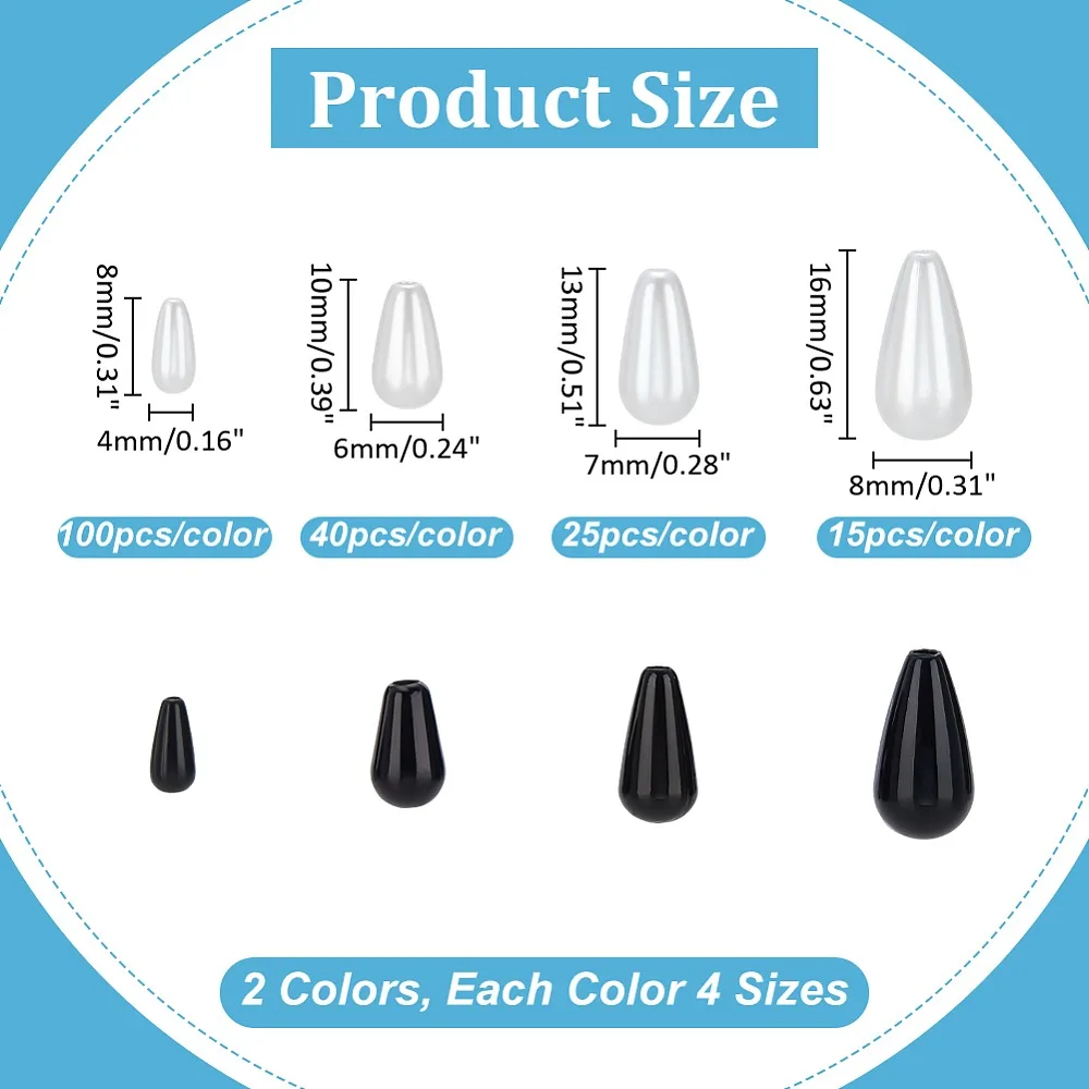 360-pecas-de-contas-de-perolas-de-imitacao-de-plastico-2-cores-formato-de-gota-cores-misturadas-8~16x4~8mm