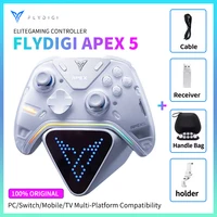 Flydigi apex 5 controlador gamepad inalámbrico gamepad para pc/Switch/teléfono/TV/tableta, base de carga con pantalla RGB fresca