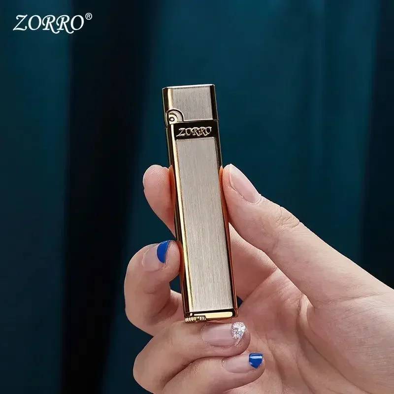 ZORRO Ultra-thin Metal Kerosene Lighter Creative Grinding Wheel Type Lightweight Portable Smoking Accessories Gadgets for Men