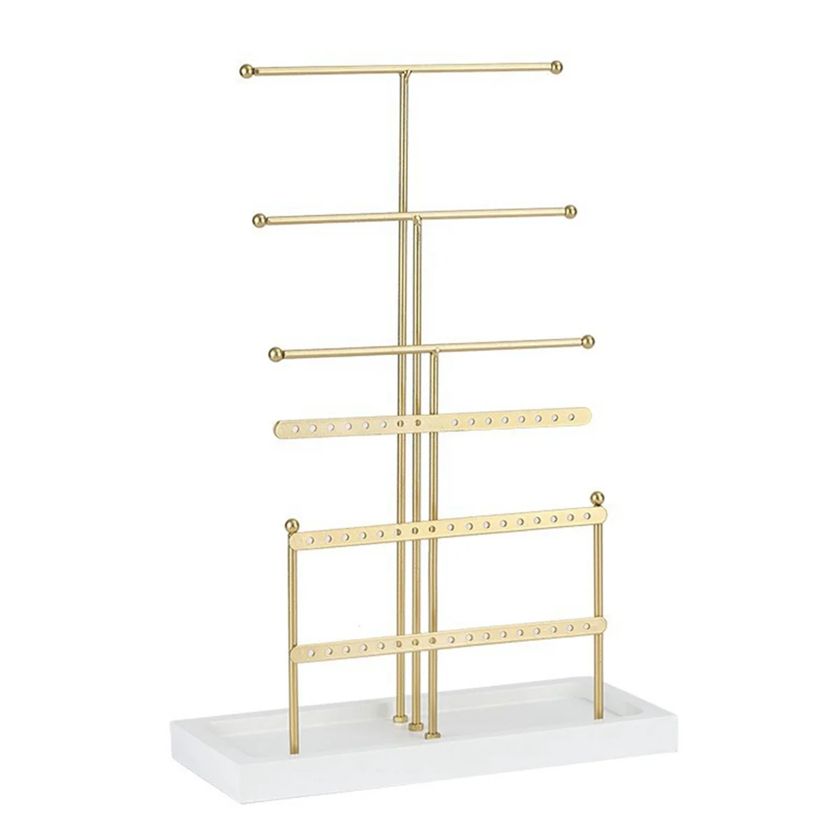 Gold 6-Layer Jewelry Rack Removable Solid Wood Base Ring Storage Box Earring Jewelry Rack Necklaces Rings Jewelry Box