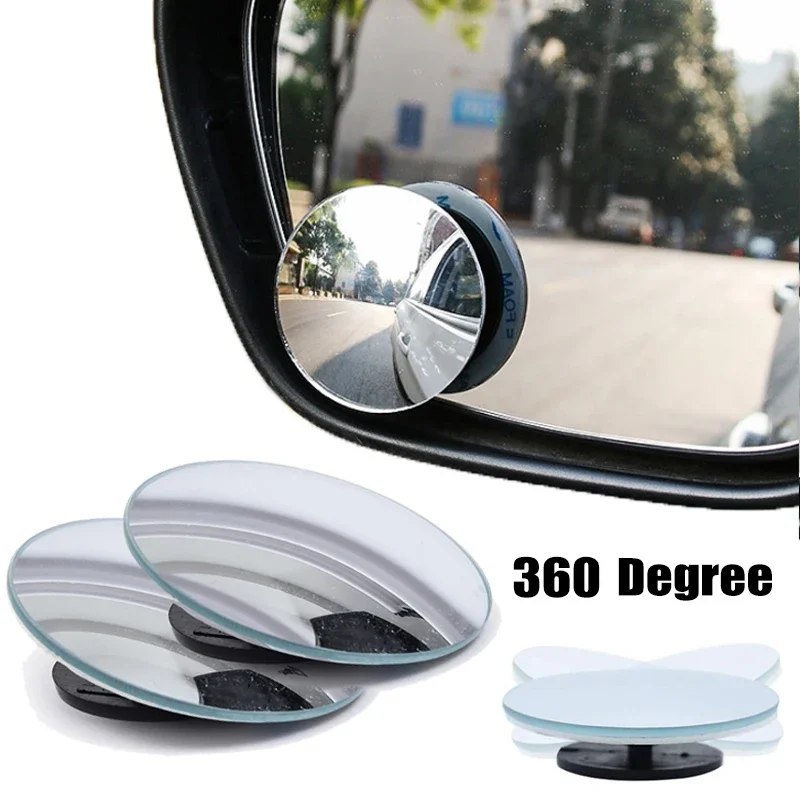 360 Degree Adjustable Small Round Mirror Car Reverse Auxiliary Rearview Convex Mirror Car Blind Spot Rear View Mirror Wide Angle