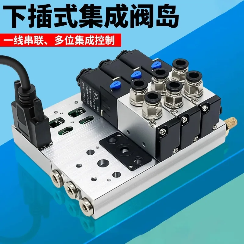 4V210‑08 DC24V Pneumatic Solenoid Manifold Valve Group Bus Plug‑in Reversing Combination Valve For Air Cylinder Control
