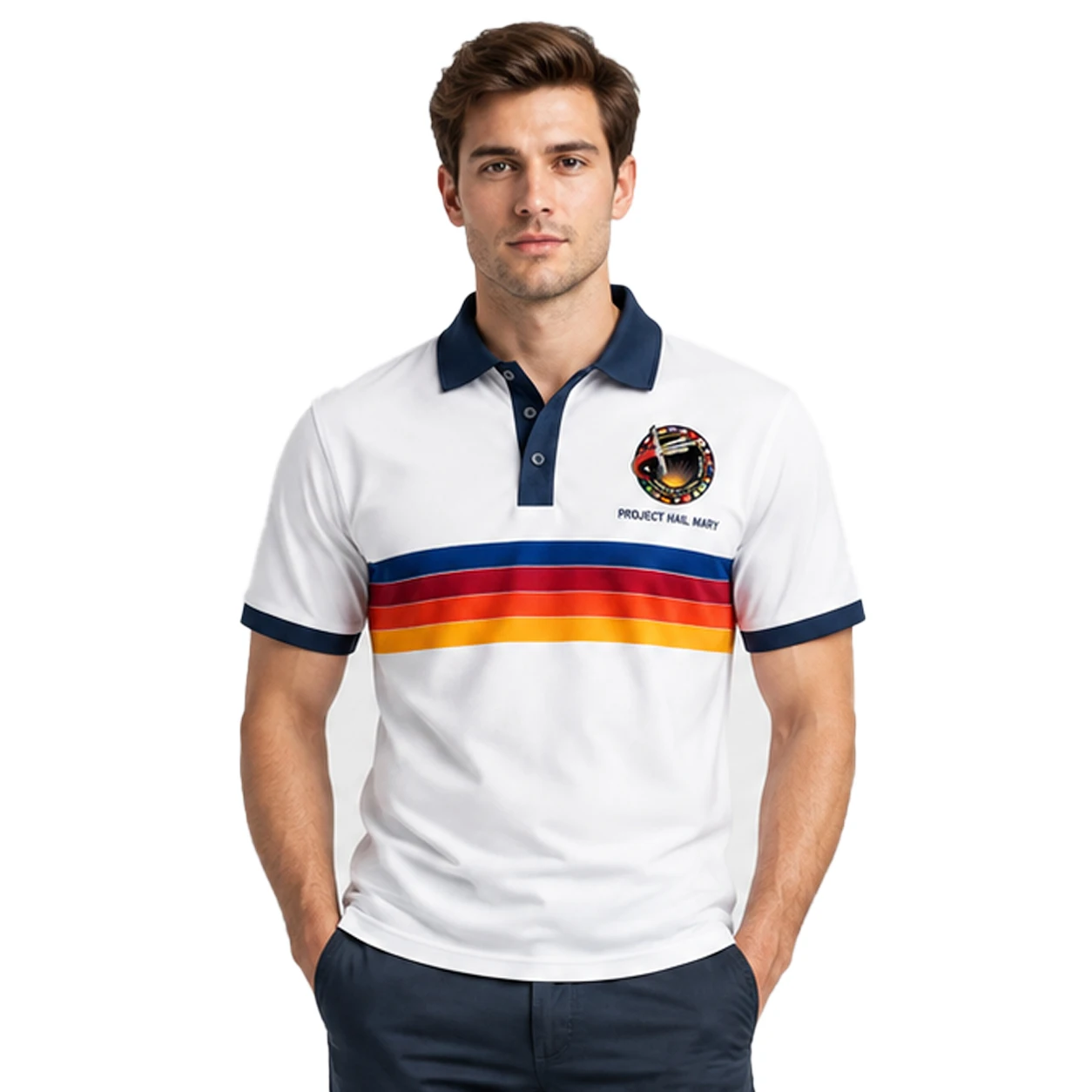 Popular Project Hail Mary Polo Shirt Men Women Retro Space Mission Badge Print Short Sleeve Top Science Fiction Book Lover Gift