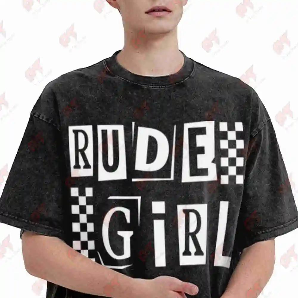 2 Tone Ska Music Rude Girl Vintage Washed Tee Pure Cotton T-Shirt
