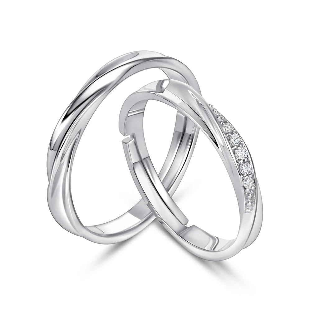 

Sun Star High Quality 925 Sterling Silver Eternity Wedding Ring Cubic Zircon Couple Rings Rhodium for Parties CMA Certified