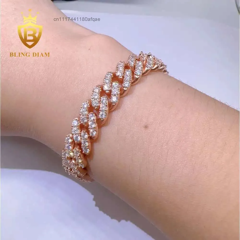New Arrival Hip Hop Bracelet 10.4mm 7 8 9 S925 Moissanite Diamond Iced Out Cuban.