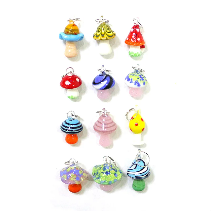 البرونزية الحديد شجرة عيد الميلاد الحلي مع 12 قطعة الملونة لطيف مصغرة الفطر الزجاج المعلقات اكسسوارات المنزل منضدية عيد الميلاد ديكور