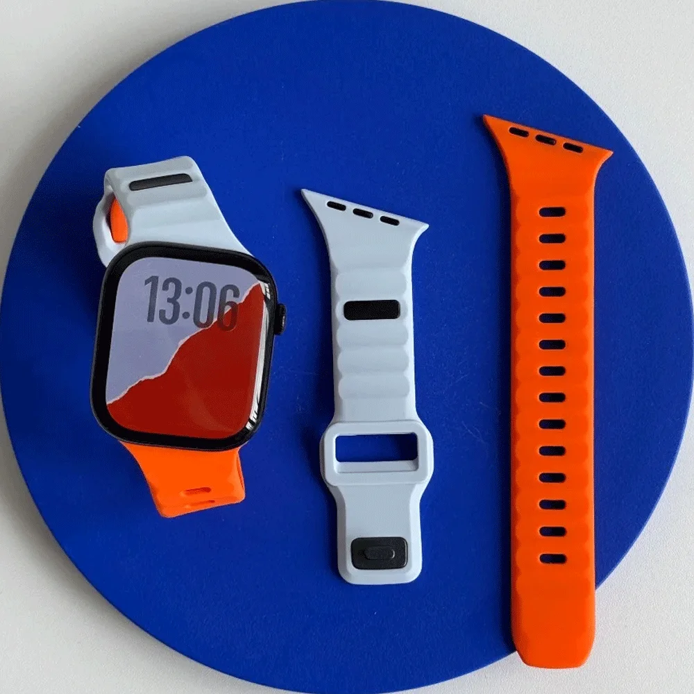 Bracelet en silicone incliné pour Apple Watch Ultra 49mm 40mm 41mm 44mm 45mm 46mm, bracelet correa pour iwatch séries 11 10 9 8 7 6 SE