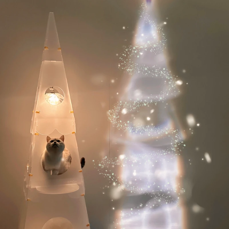 Cat tower, acrylic transparent LED light Home installation Lighthouse Cat climbing frame nest