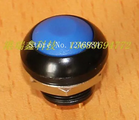 [SA]M12 waterproof switch reset button Taiwan Deli Wei PAS6 black metal edge with circular blue button lock--20pcs/lot