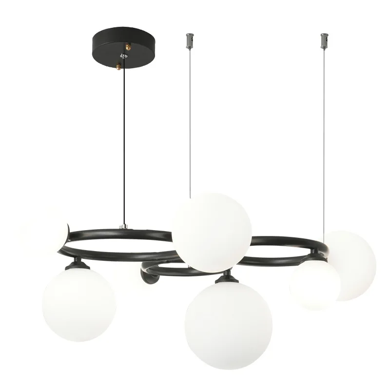 Imagem -06 - Modern White Glass Pendant Lights Black Brass Ring g9 Bulbo Apto para Foyer Restaurante Roon Pendurado Lâmpada Nordic Home Deco