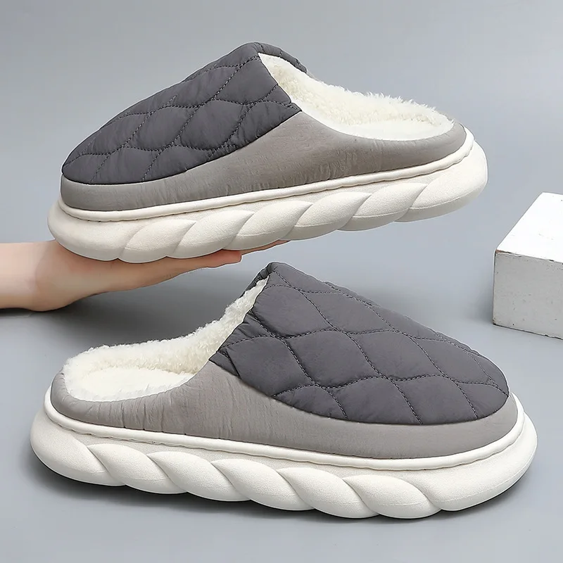 Pallene Nieuwe Bont Heren Slippers Winter Warm Huis Katoenen Schoenen Indoor Dikke Zolen Antislip Pluche Slippers Bont Gezellig Plus Size Slipper