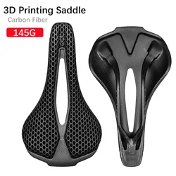 Ultra Light Carbon Fiber 3D Printing Saddle 140g Hollow and Breathable MTB Road Bike Seat Men Women Bike Parts