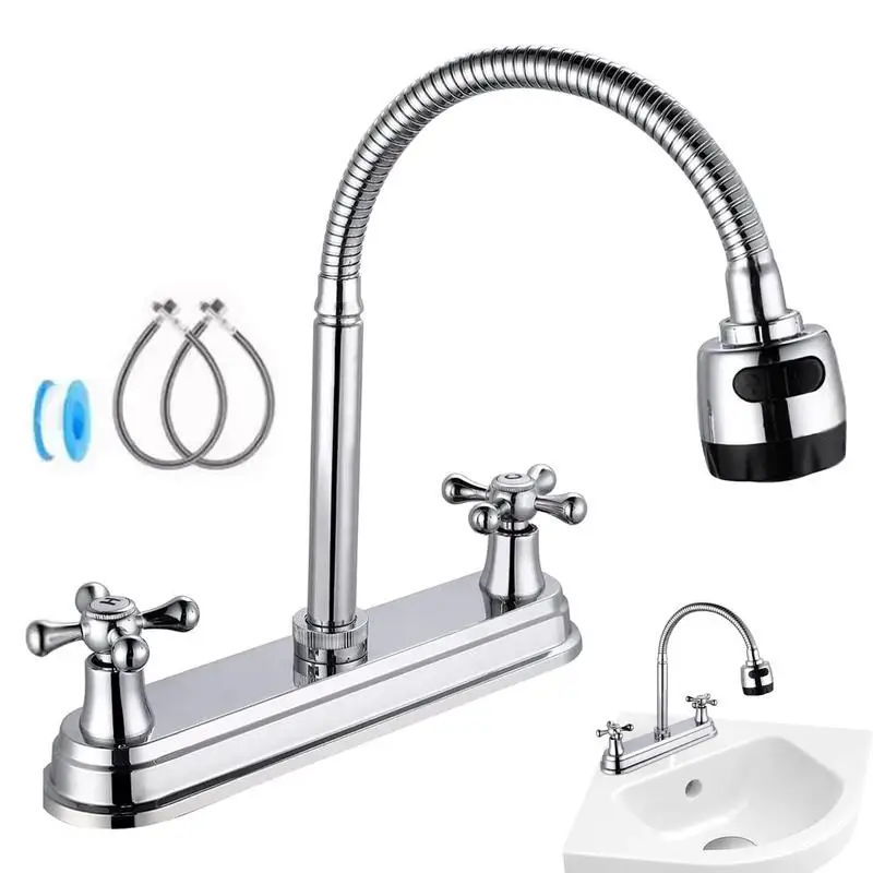 RV Sink Faucet Kitchen Flexible RV Faucet with Rotatable Sprayer Kitchen Sink Faucet with Dual Function Sprayer Vanity Kitchen