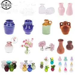 Minijarrón de porcelana de cerámica para casa de muñecas, accesorios decorativos en miniatura, 1:12, 1 unidad/juego