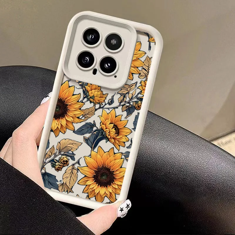 Sunflower Pattern Matte Case for Xiaomi Mi 14T 13 12 11 Lite 5G 14 13T 12T Pro Poco X6 M6 F5 X5 X3 F6 Pro 4G Silicone Cover