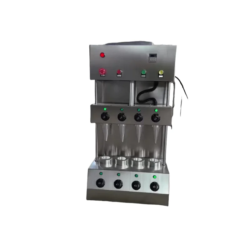 

Automatic 4 Molds Pizza Crispy Make Ice Cream Cone Wafer Biscuit Sugar Cup Egg Roll Maker Waffle Cone Making Machine