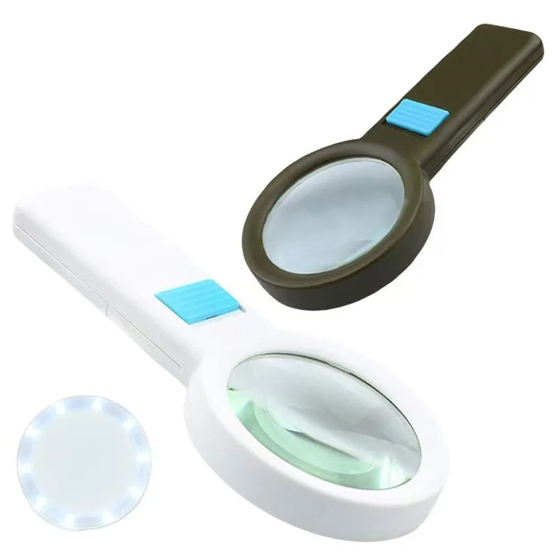 

Handheld Magnifying Glass with 10 LEDs & Light, 10x Magnification, High-Definition Photoelectric Lens for the Elderly's Reading