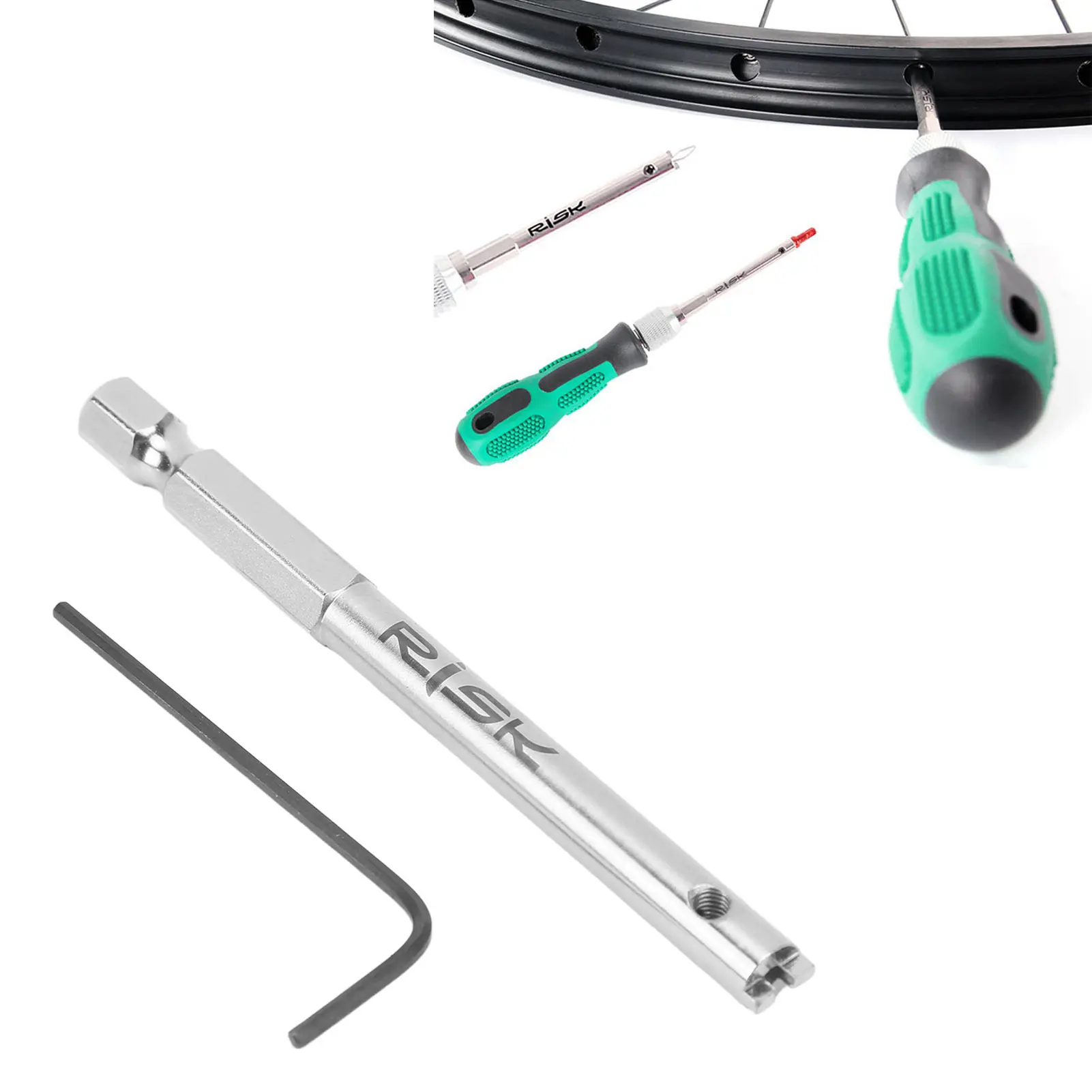 RISIKO Fahrrad Speichennippel Einsetzen Werkzeug Edelstahl Rostfrei Langlebig Inbusschlüssel Schraube Sicherungsring Schraube Bit für Fahrrad Reparatur