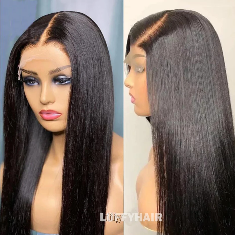 26inch Straight Human Hair Wigs with Baby Hair Malaysian Human Hair 180% Density Silk Base Closure Wigs For Women