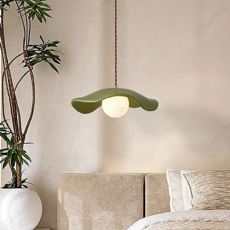 Nordic Cream Style Pendant Light Wabi-Sabi Lotus Leaf Design Home Decor Lighting for Bedroom Living Room Dining Room and Study